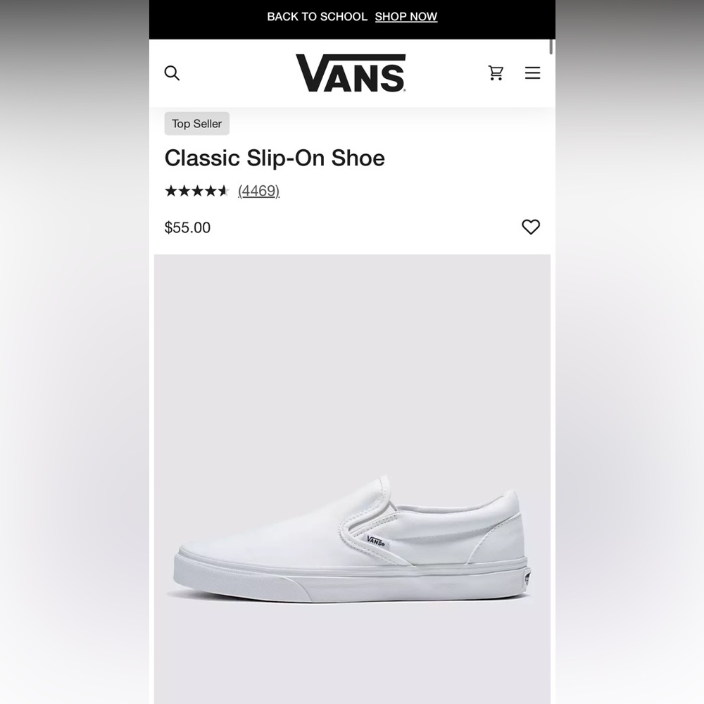 VANS classic slip on shoes size 8 women’s in white